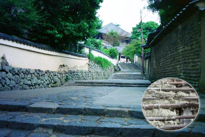 Bending of the bamboo covered by an mud wall